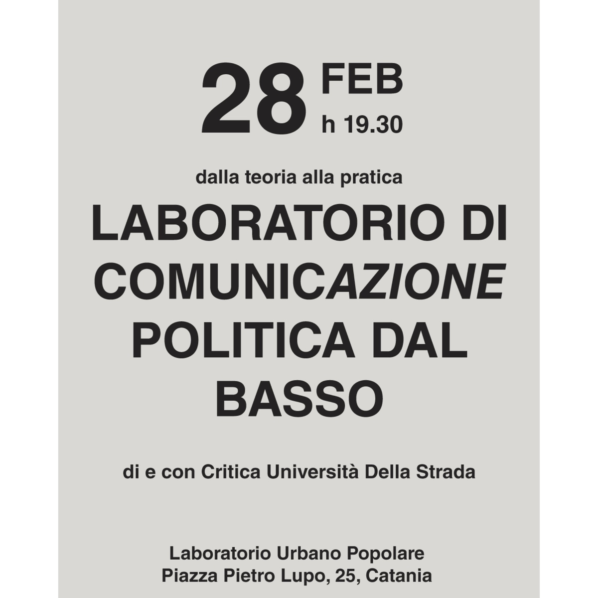 LAB COMUNICAZIONE POLITICA DAL BASSO