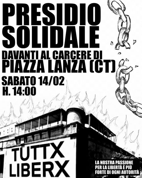 PRESIDIO SOLIDALE DAVANTI AL CARCERE DI PIAZZA LANZA 