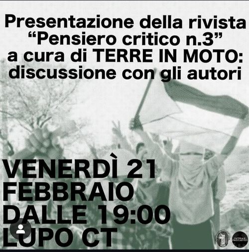 presentazione della rivista PENSIERO CRITICO n' 3 e chiacchiera con gli autori