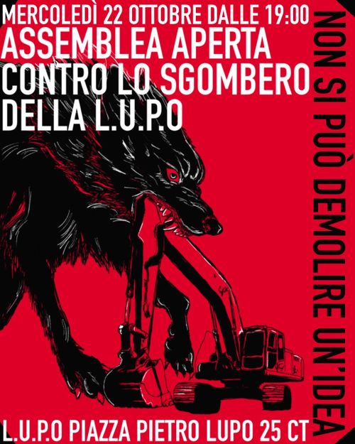 ASSEMBLEA APERTA CONTRO LO SGOMBERO DELLA L.U.P.O