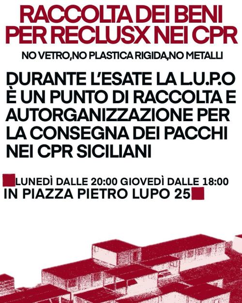RACCOLTA SOLIDALE PER RECLUSX NEI CPR