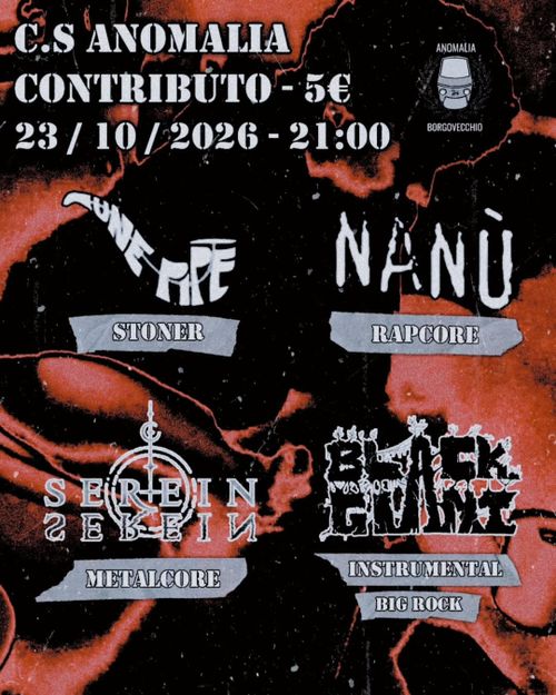 Concerto: UNE PIPE - NANÙ - SEREIN - BLACK GIANT