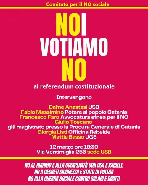 NOI VOTIAMO NO al referendum costituzionale
