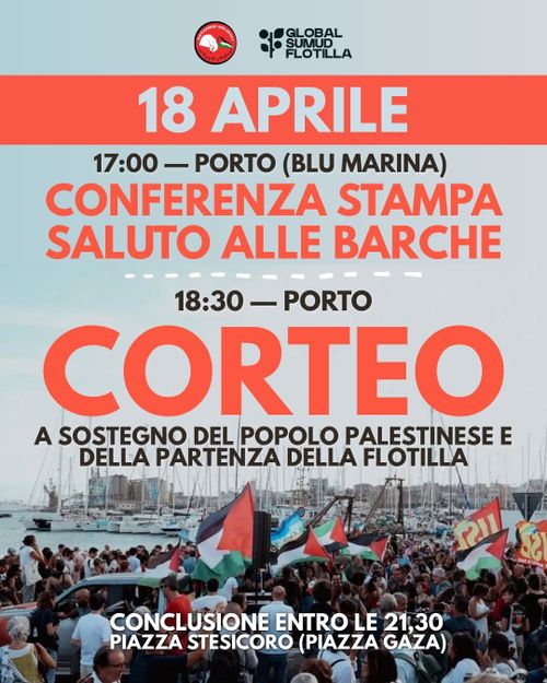A sostegno del popolo palestinese e della partenza delle flottilla